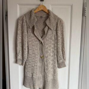 Anthropologie One Girl Who button up Knit Sweater